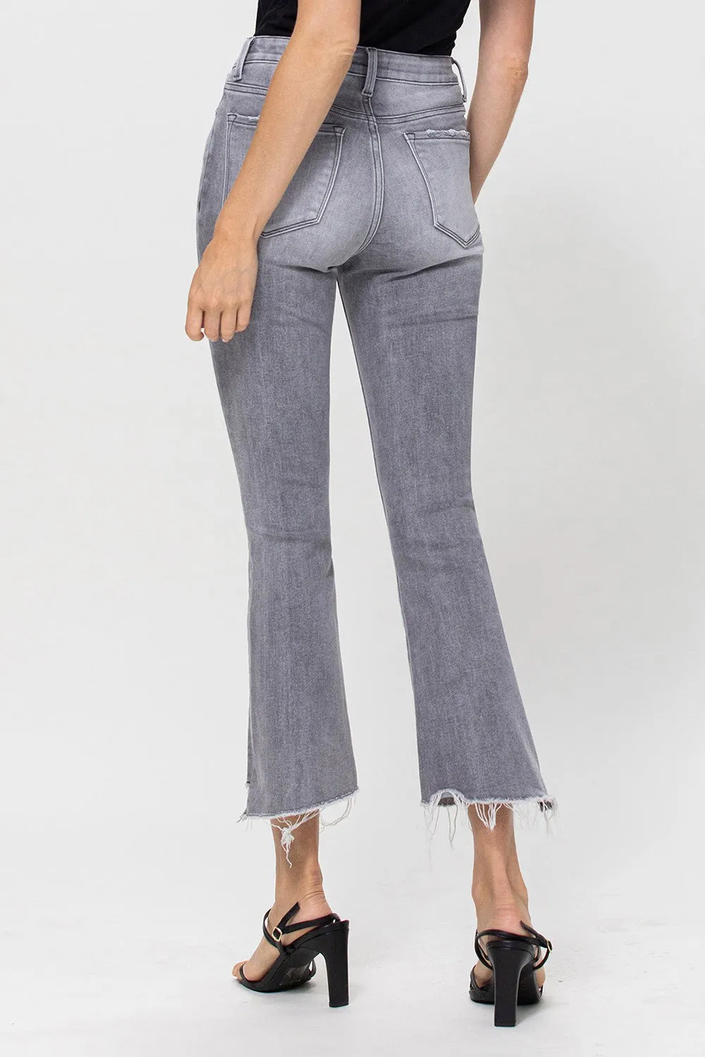 High Rise Crop Denim Flare Jeans - Vervet