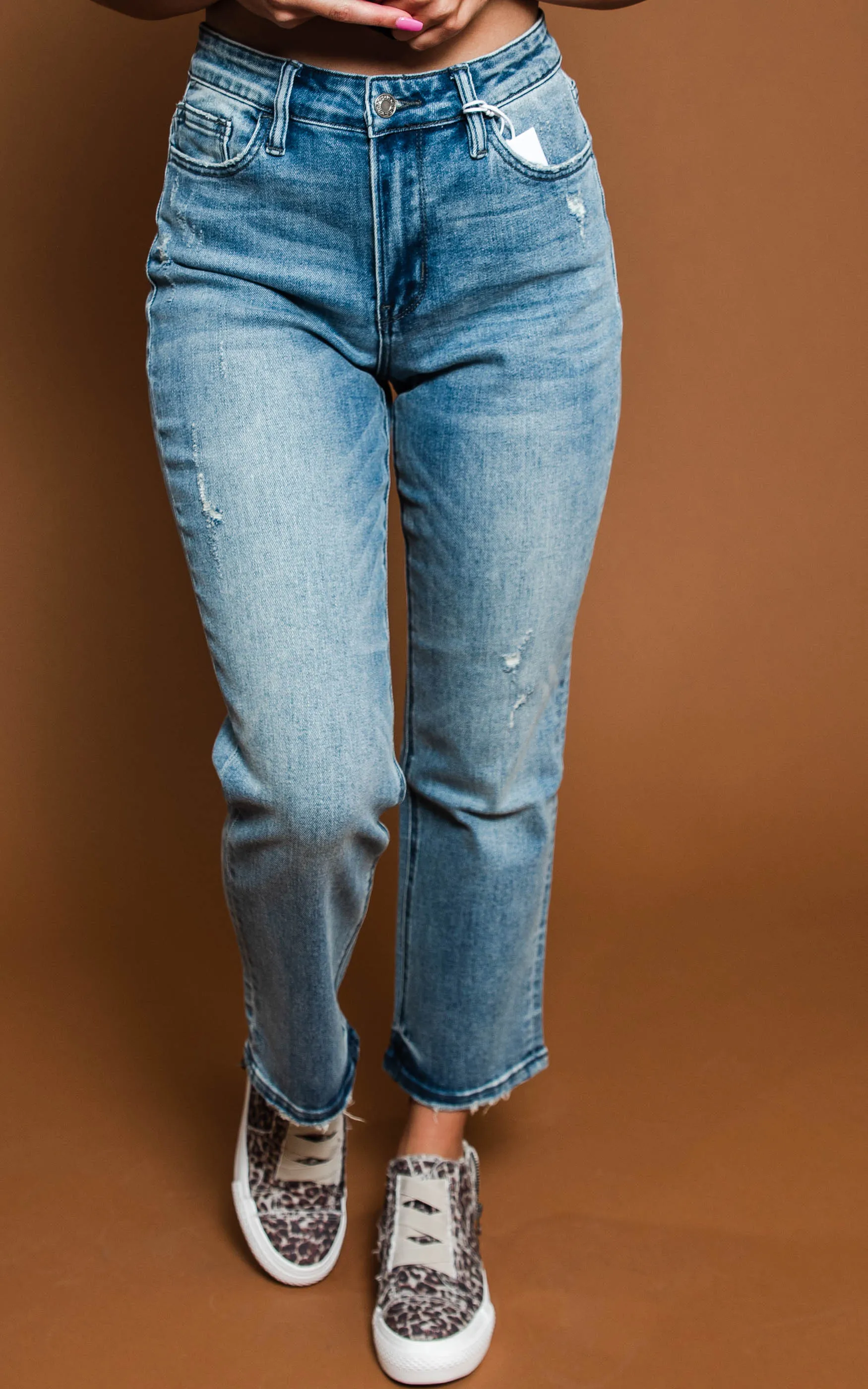 High Rise Crop Straight Jeans