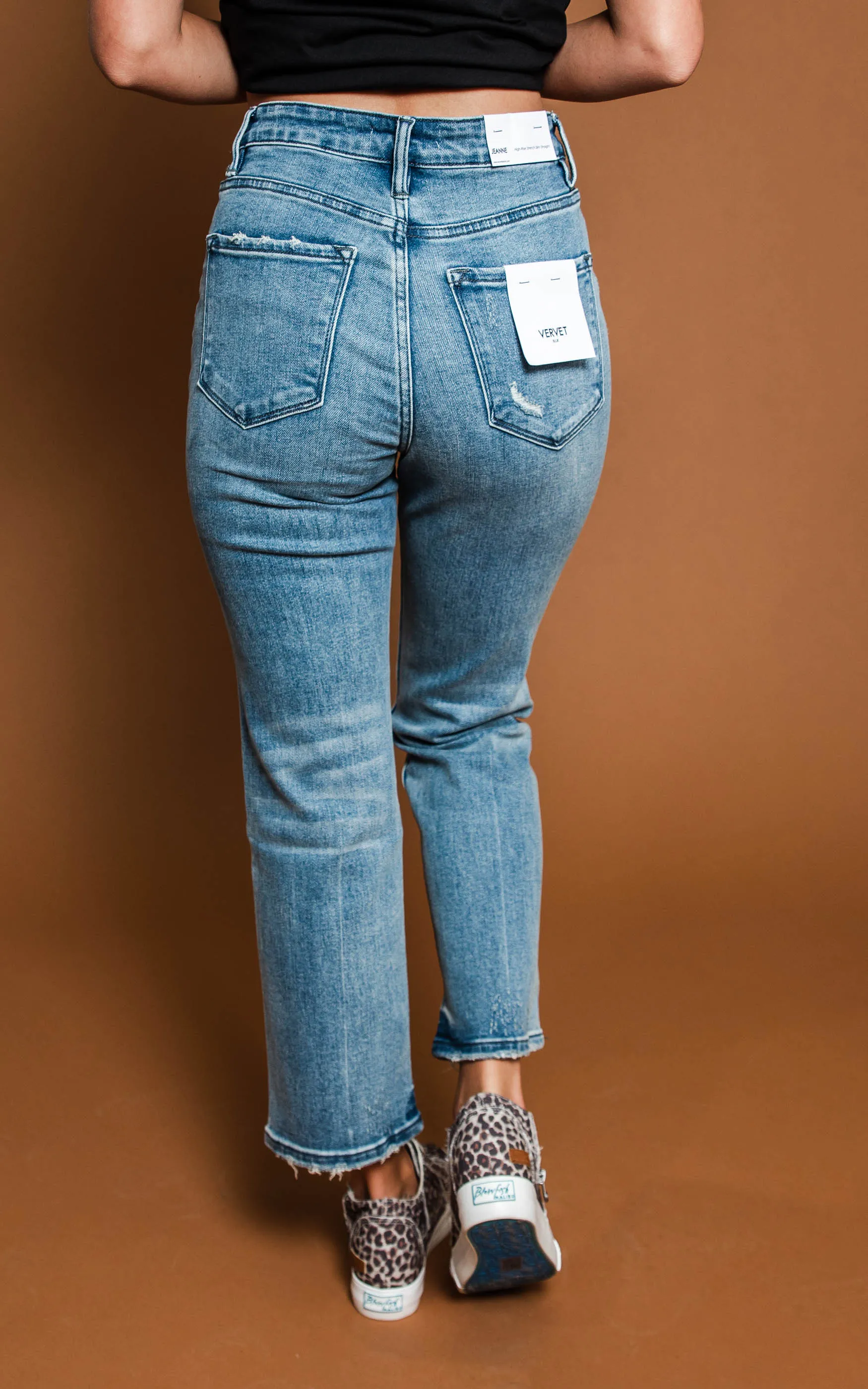 High Rise Crop Straight Jeans