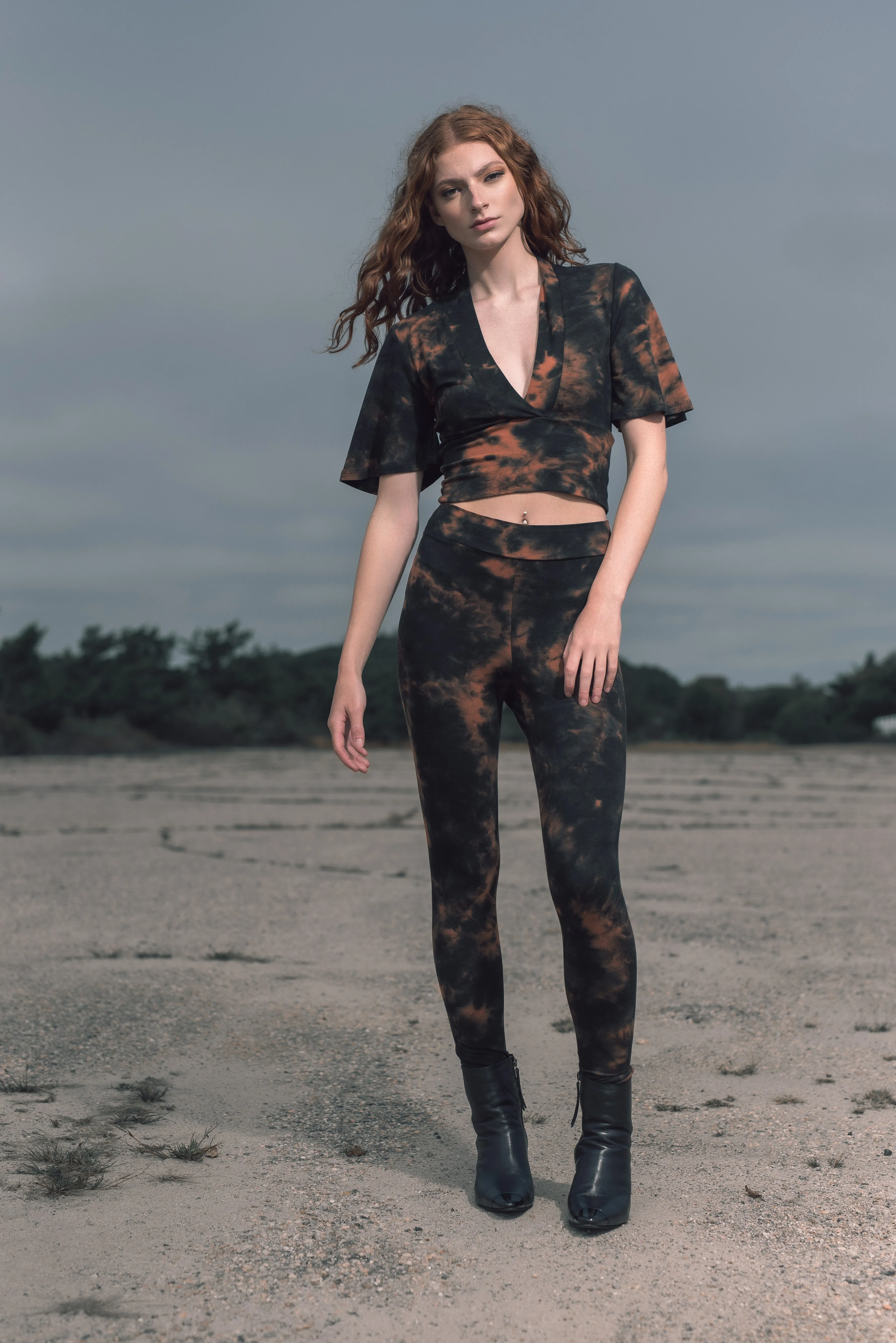 Jules "stacked" bamboo jersey leggings in tie dye