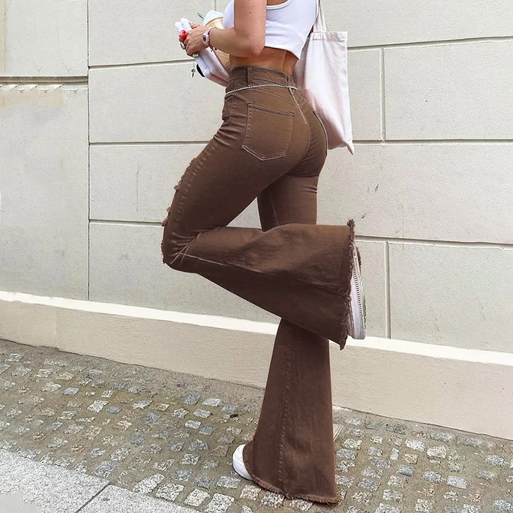 Julia Fashion - Womens Pants Y2K Ripped High Waist Pants