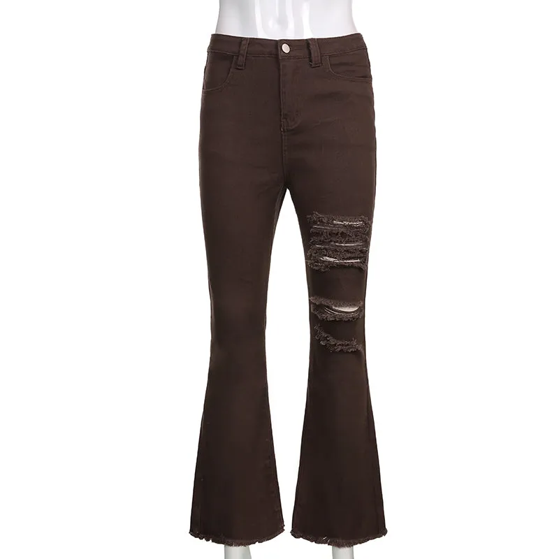 Julia Fashion - Womens Pants Y2K Ripped High Waist Pants