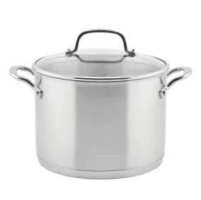 KitchenAid 3-Ply Base Stainless Steel Stockpot with Lid, 8-Quart, Brushed Stainless Steel