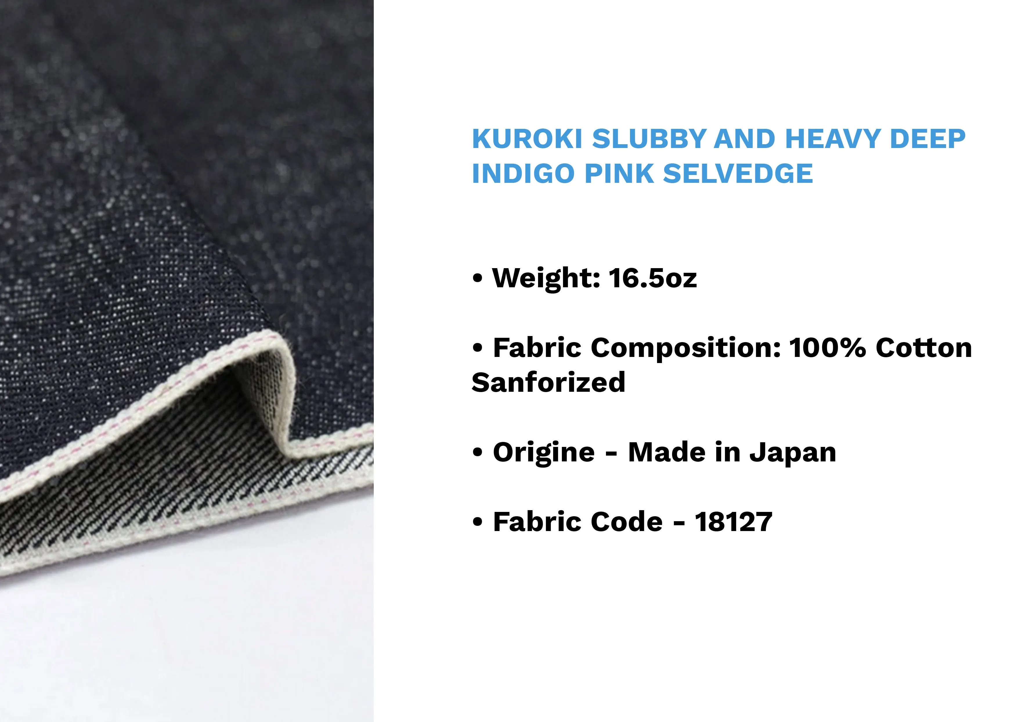 KUROKI SLUBBY AND HEAVY DEEP INDIGO PINK SELVEDGE ID