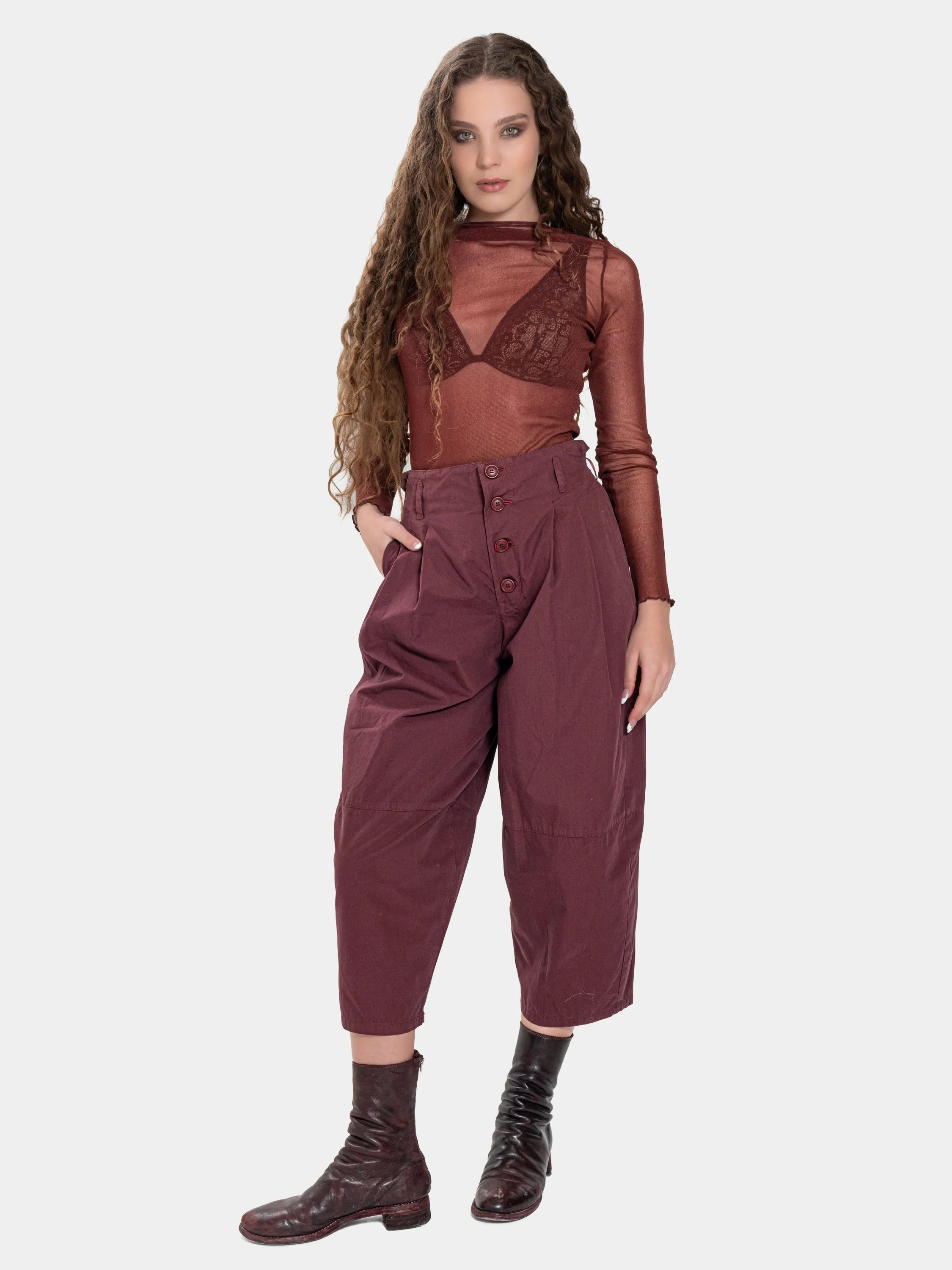 Lace-Up High Waist Trousers