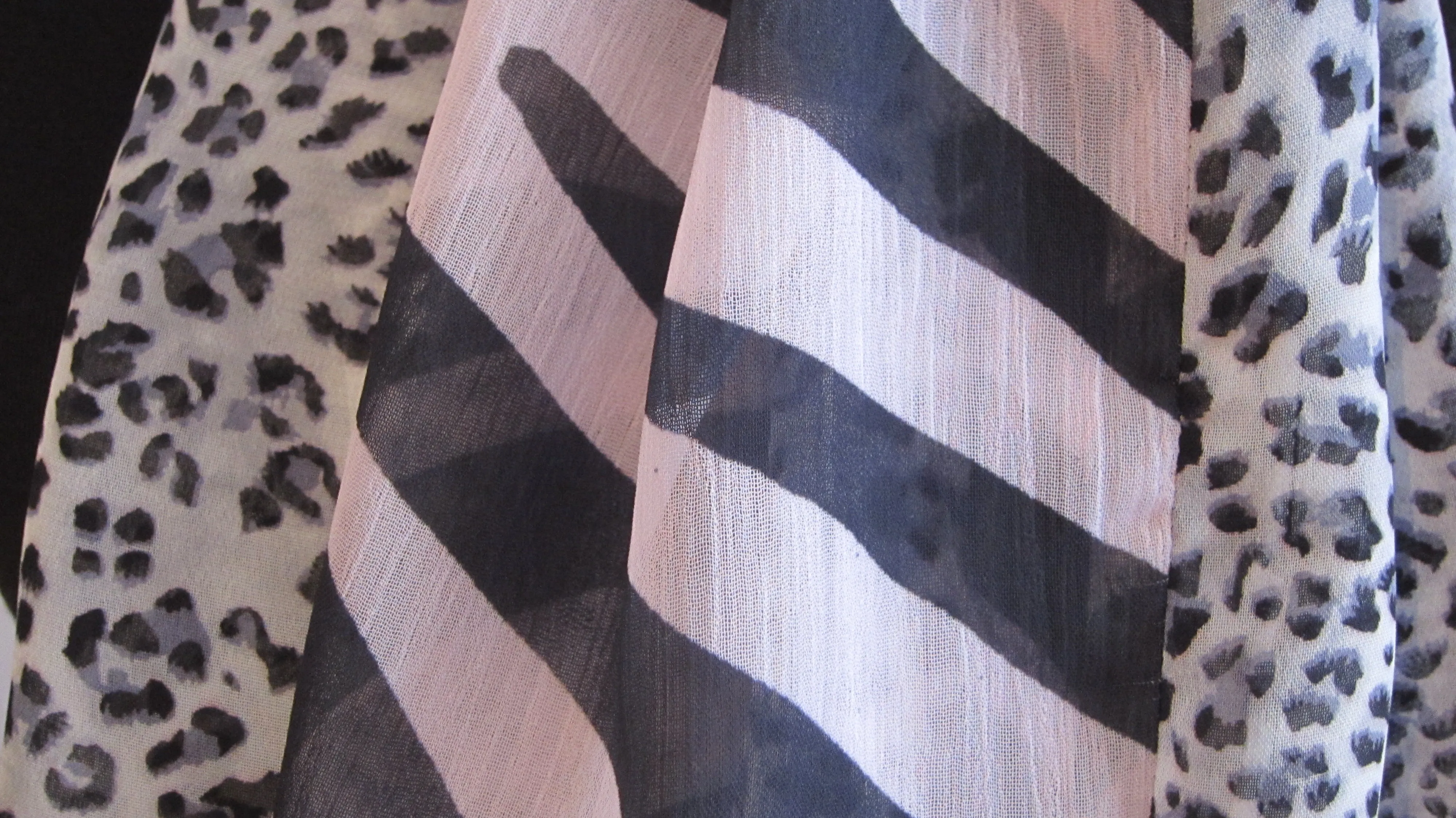 Ladies Leopard and Zebra Print Chiffon Scarf