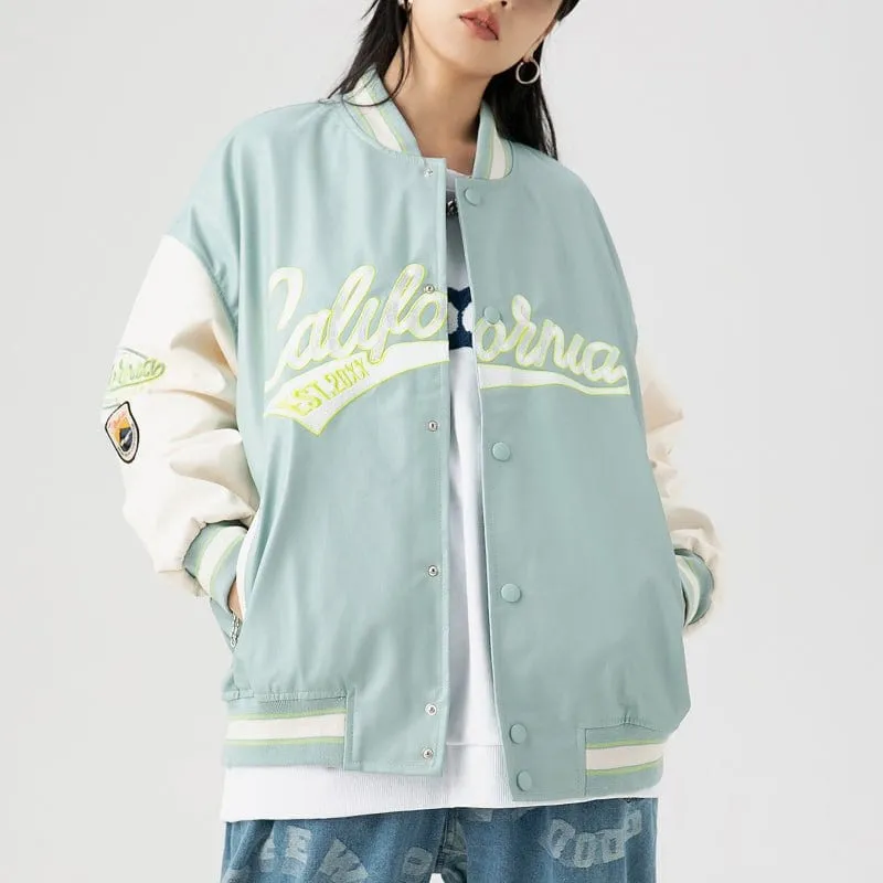 LEMAMDIK Leather Baseball Jacket Embroidered