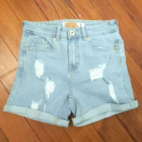 Light Wash Distressed Denim Shorts