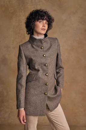 Lynn Tweed Coat - Light Tan Herringbone