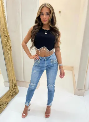 Madeleine crystal denim jeans