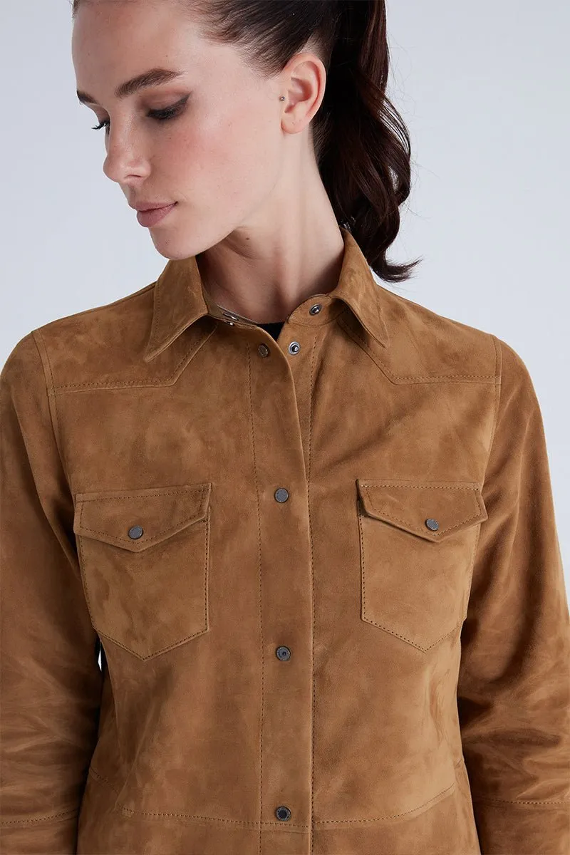 Mari Women's Suede Leather Shirt