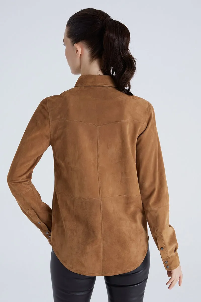 Mari Women's Suede Leather Shirt