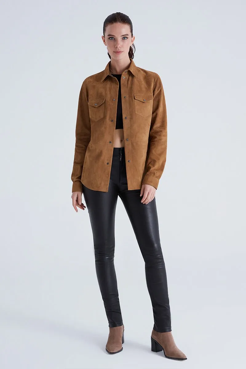 Mari Women's Suede Leather Shirt