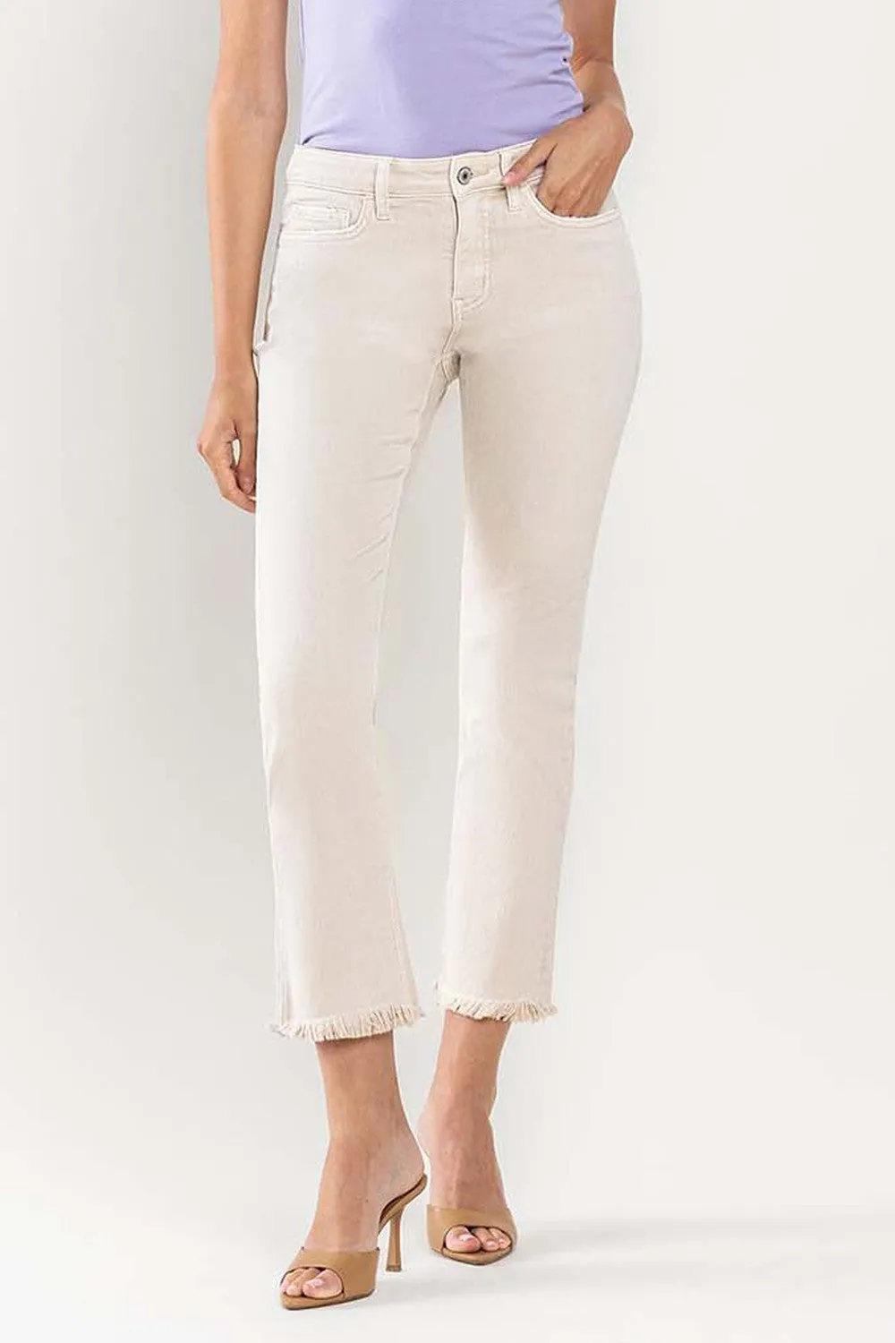 Melissa Mid Rise Crop Straight Jeans by Vervet