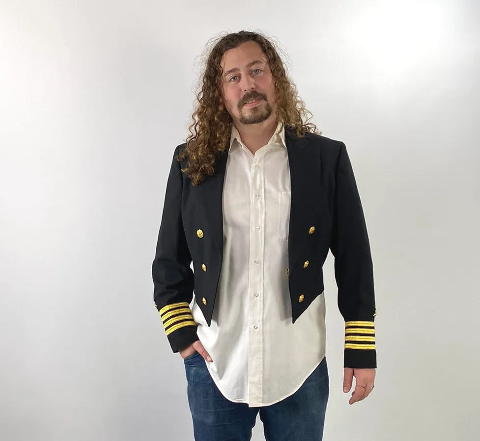 Men's 90s Military Jacket Vintage USN Officers Navy Mess Captain 43 Reg VFG