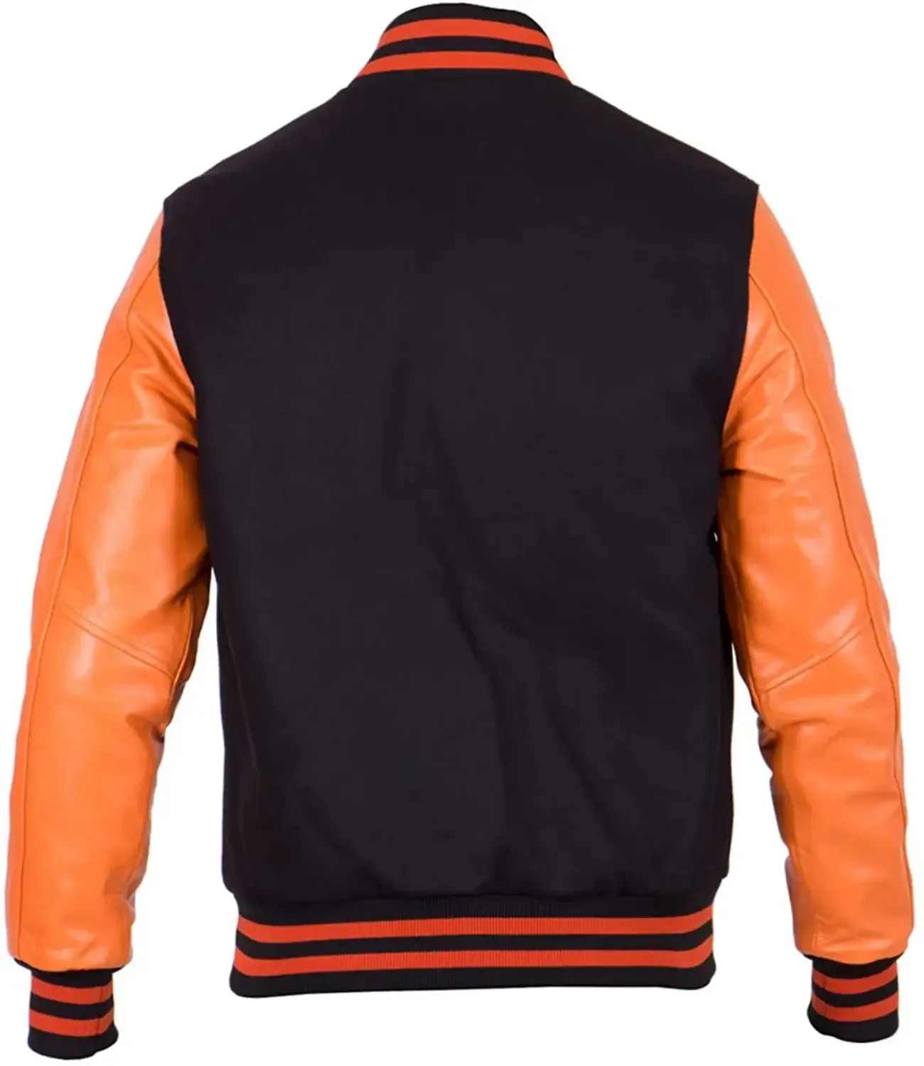 Mens Black And Orange Varsity Jacket