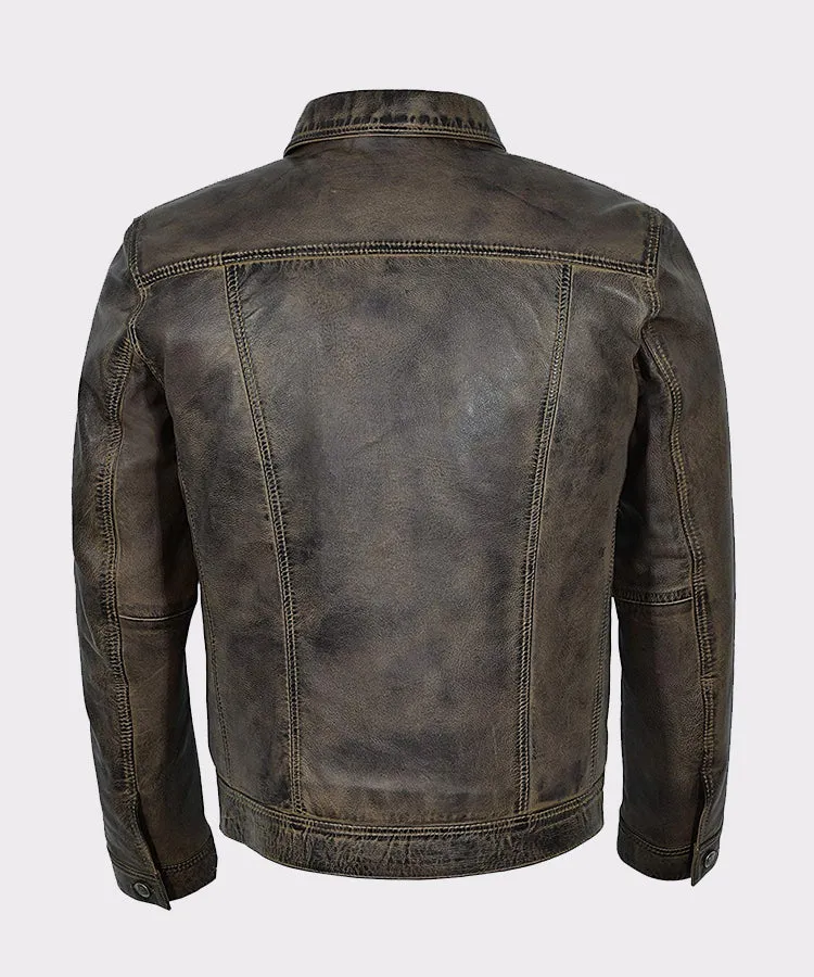 Men’s Classic Dirty Brown Real Leather Jacket