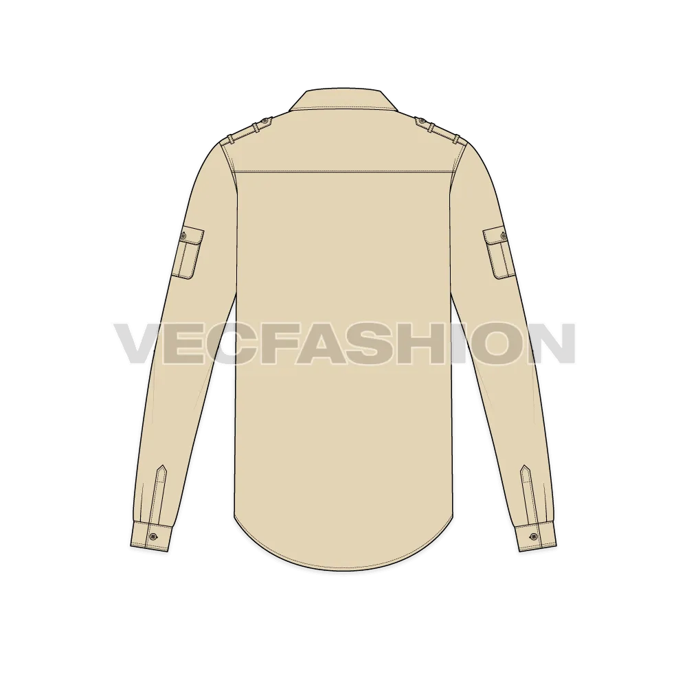 Mens Classic Khaki Color Bush Shirt