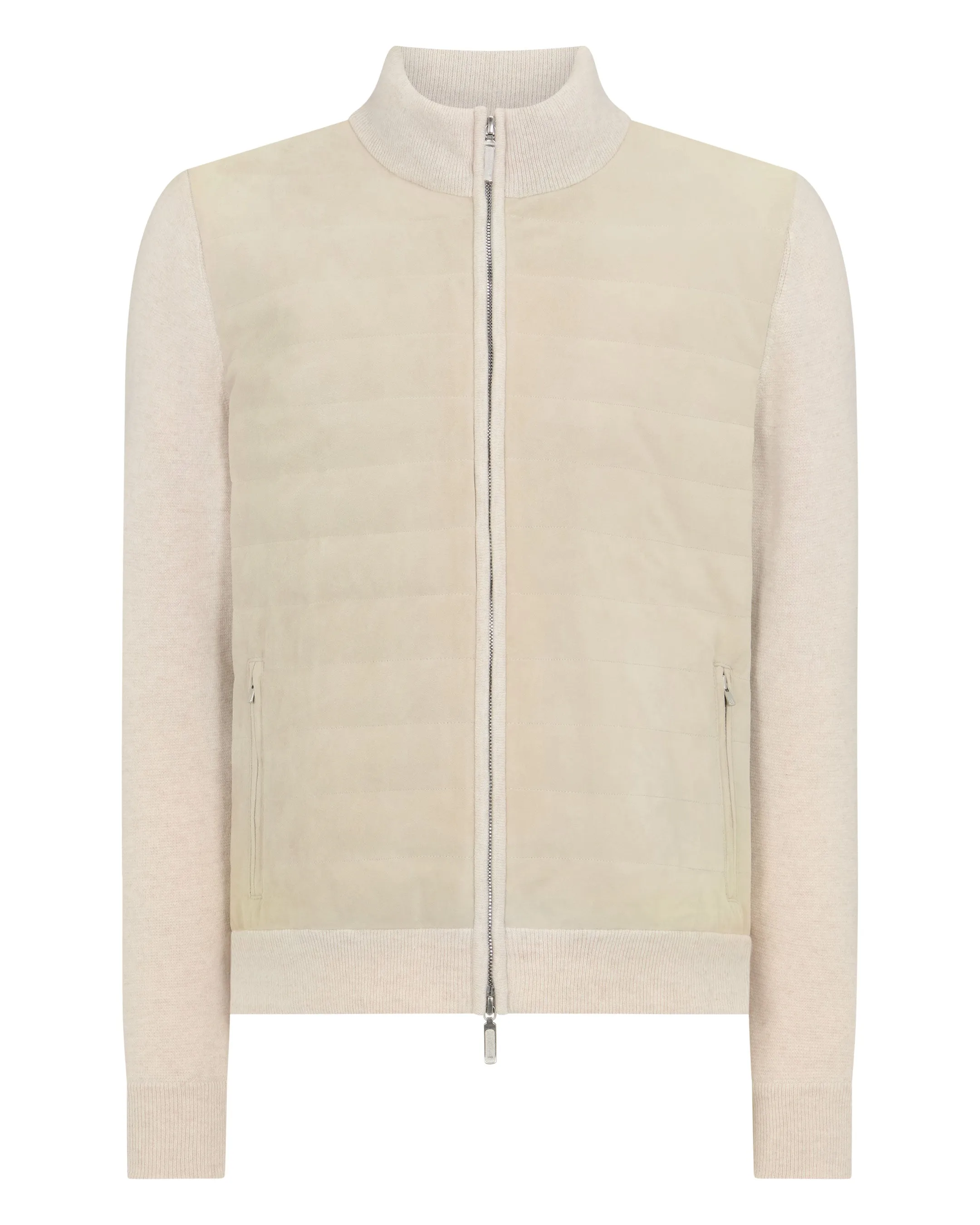 Men's Davos Suede Front Jacket Ecru White