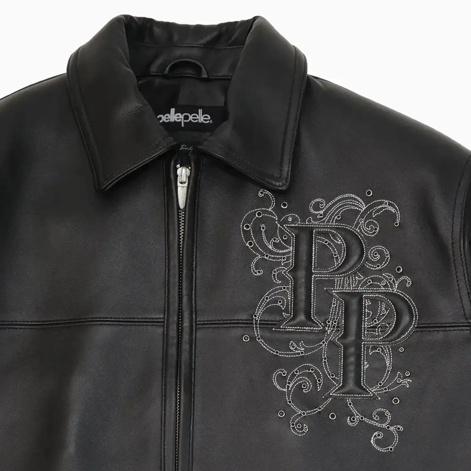 Men's Shoulder Crest Leather Jacket