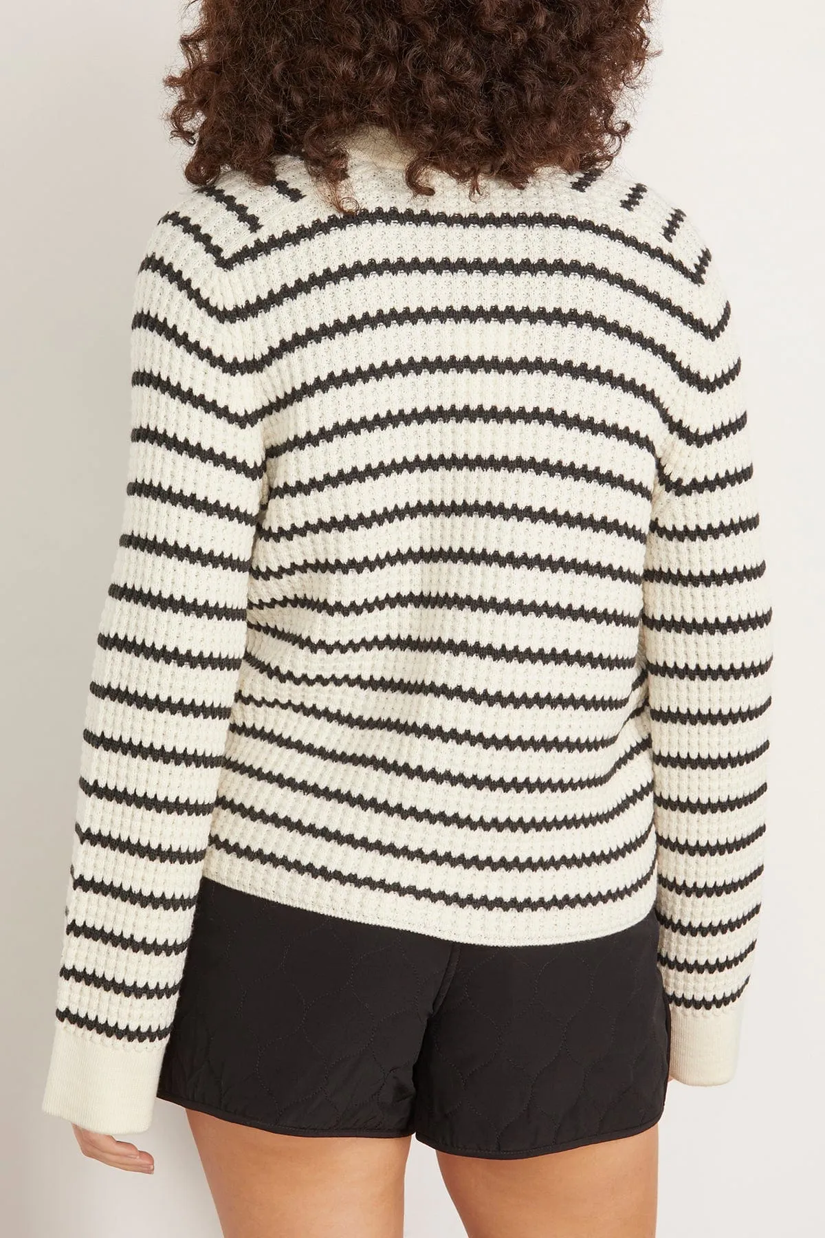 Merinos Striped Cardigan in Bianco