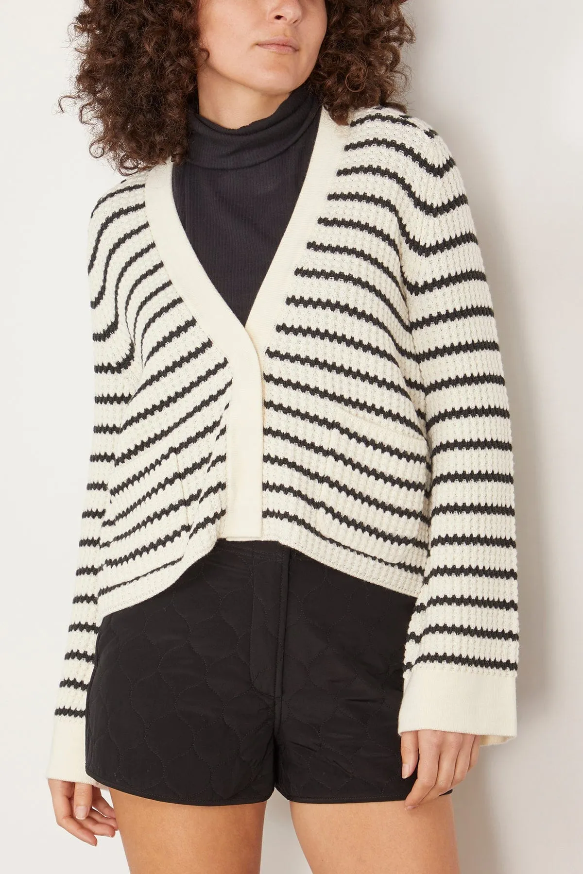 Merinos Striped Cardigan in Bianco