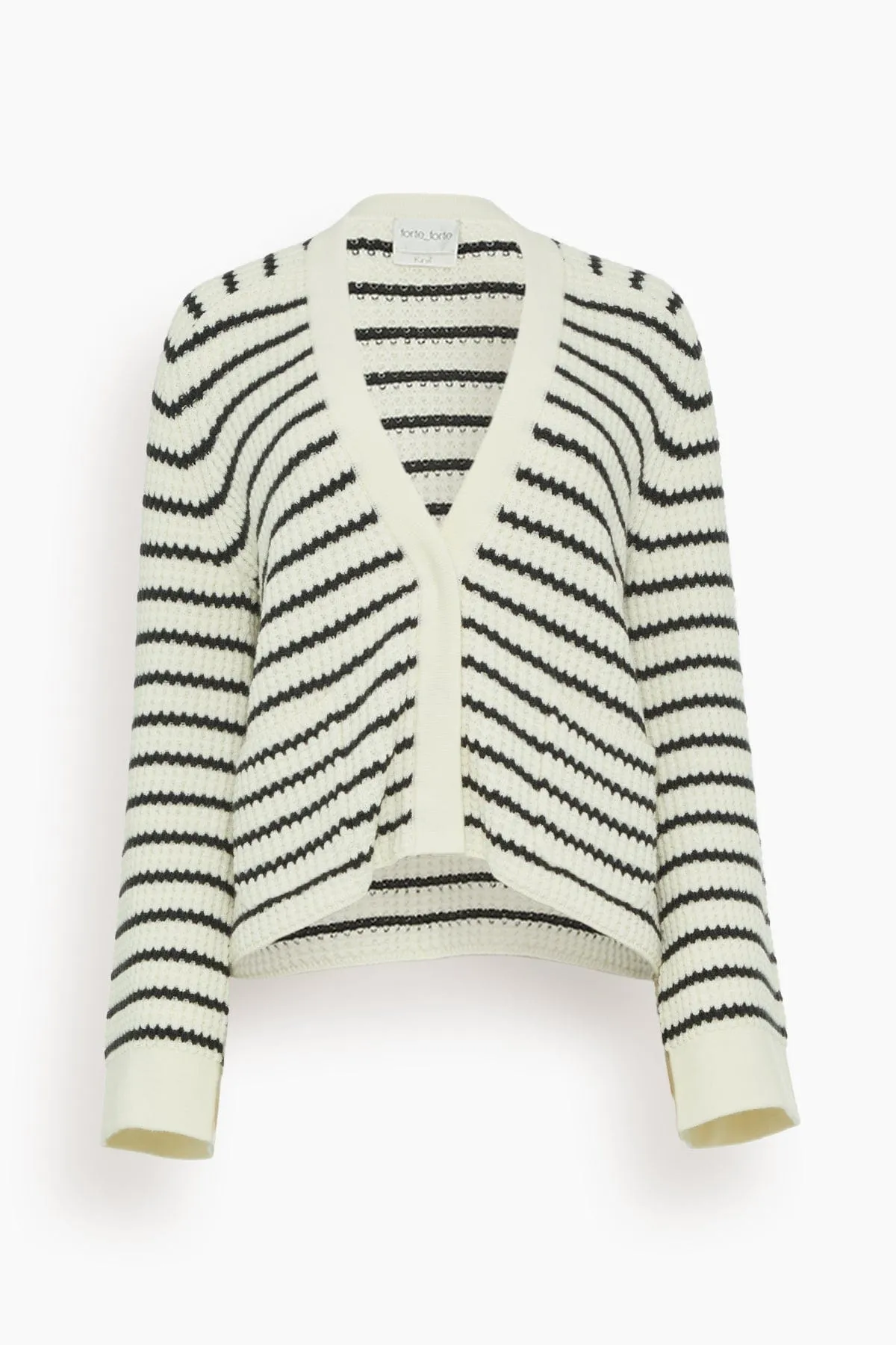 Merinos Striped Cardigan in Bianco