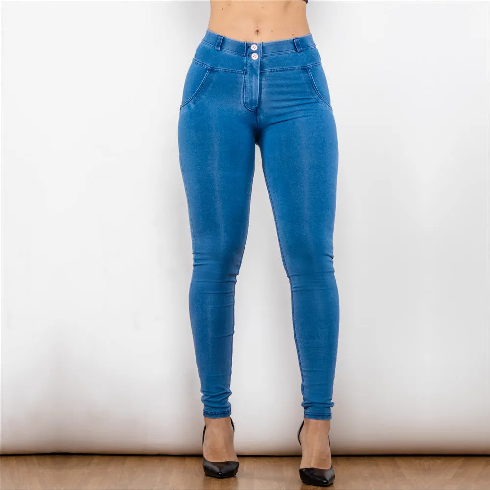 Middle Waist Dark Thread Light Blue Jeans