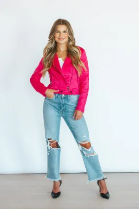 Money Spent Pink Suede Biker Jacket