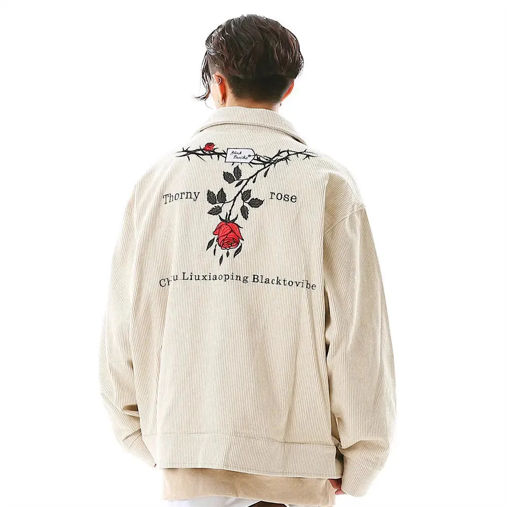 National Tide Rose Embroidered Street Loose Jacket