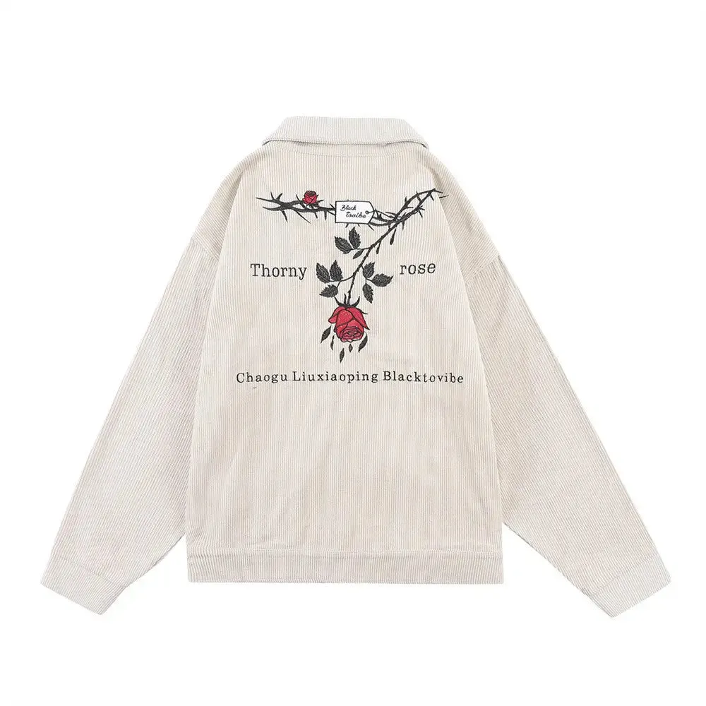 National Tide Rose Embroidered Street Loose Jacket