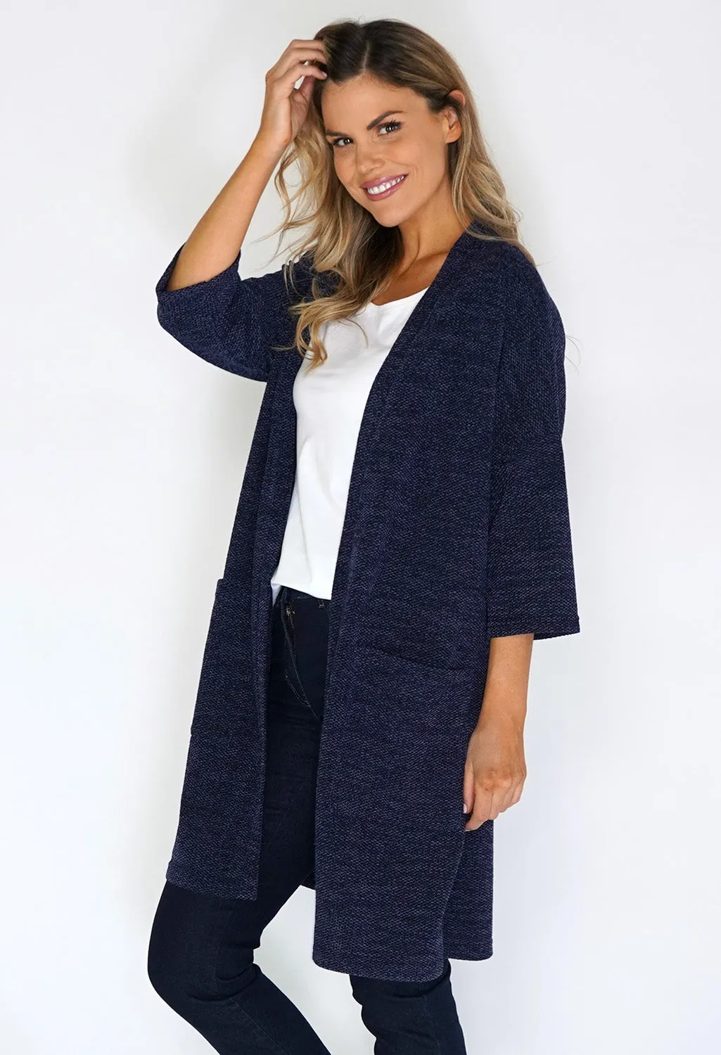 Navy Open Knit Cardigan