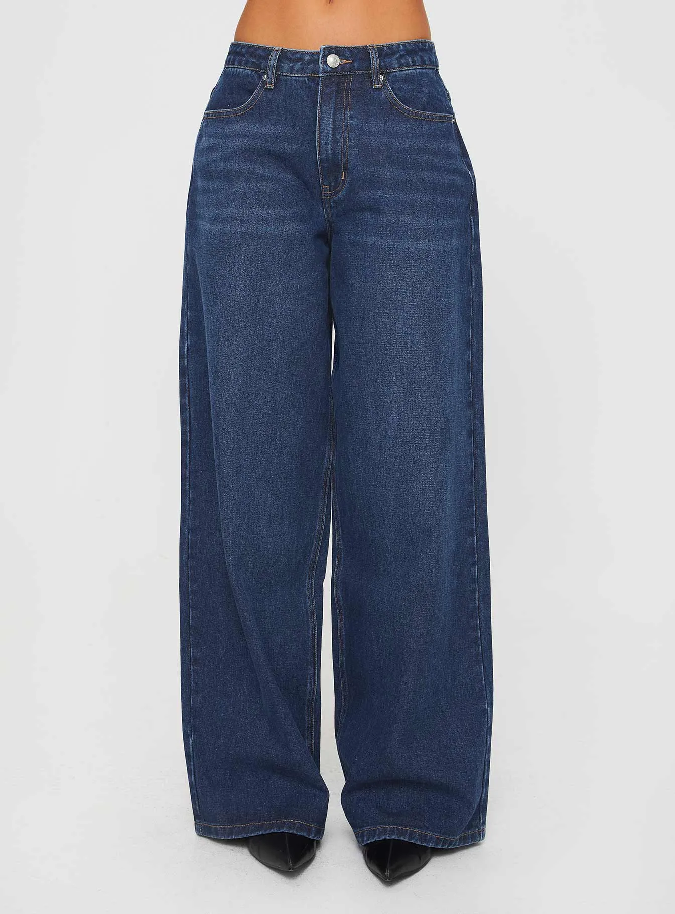 Naylor Wide Leg Jeans Mid Blue Denim Petite