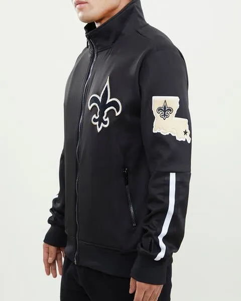 NFL NEW ORLEANS SAINTS CLASSIC MEN'S TRACK JACKET (BLACK)