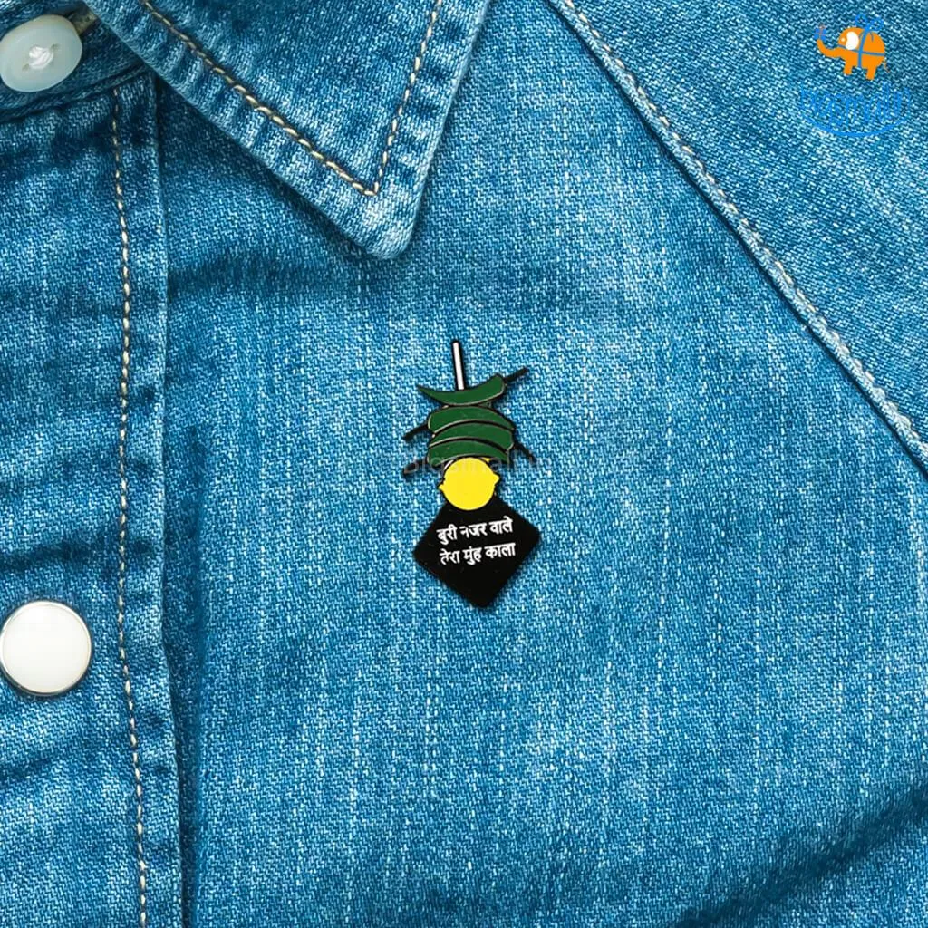 Nimbu Mirchi Metallic Lapel Pin