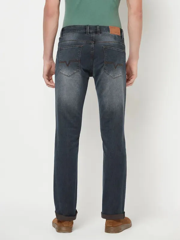 Octave Men Grey Solid Stretchable Faded Jeans