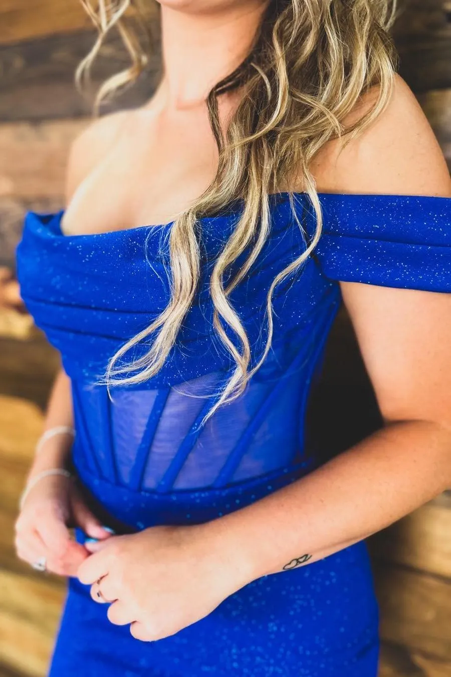 Off the Shoulder Royal Blue Tight Party Dress