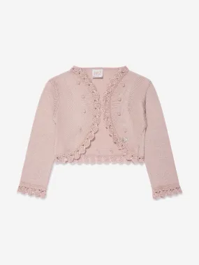 Paz Rodriguez Girls Knitted Ceremony Cardigan in Pink