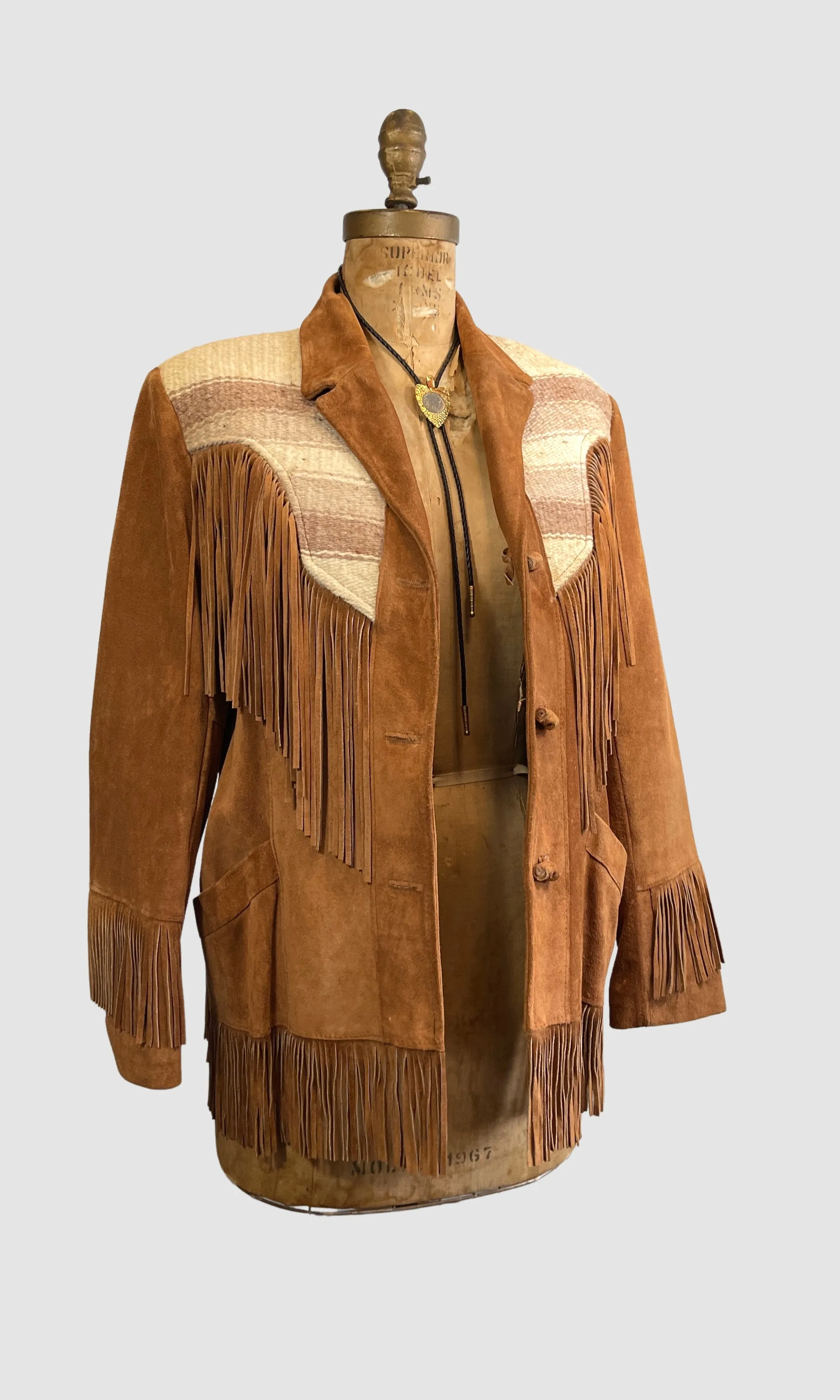 PIONEER WEAR 70s Suede Fringe Jacket • Med Large