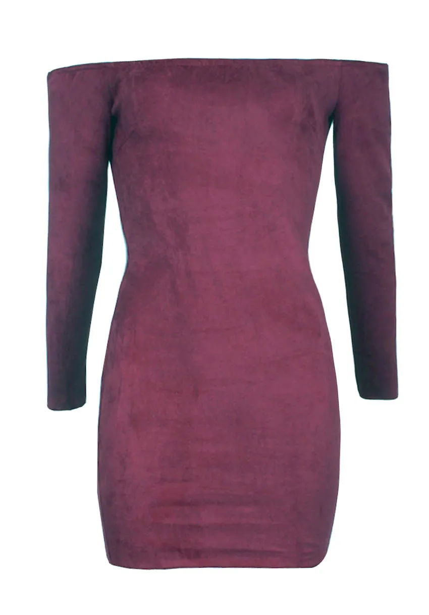 Plum Suede Bodycon Dress