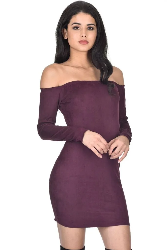 Plum Suede Bodycon Dress