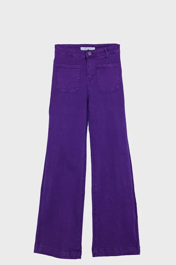 Purple Flair Jeans with Large Front Pockets