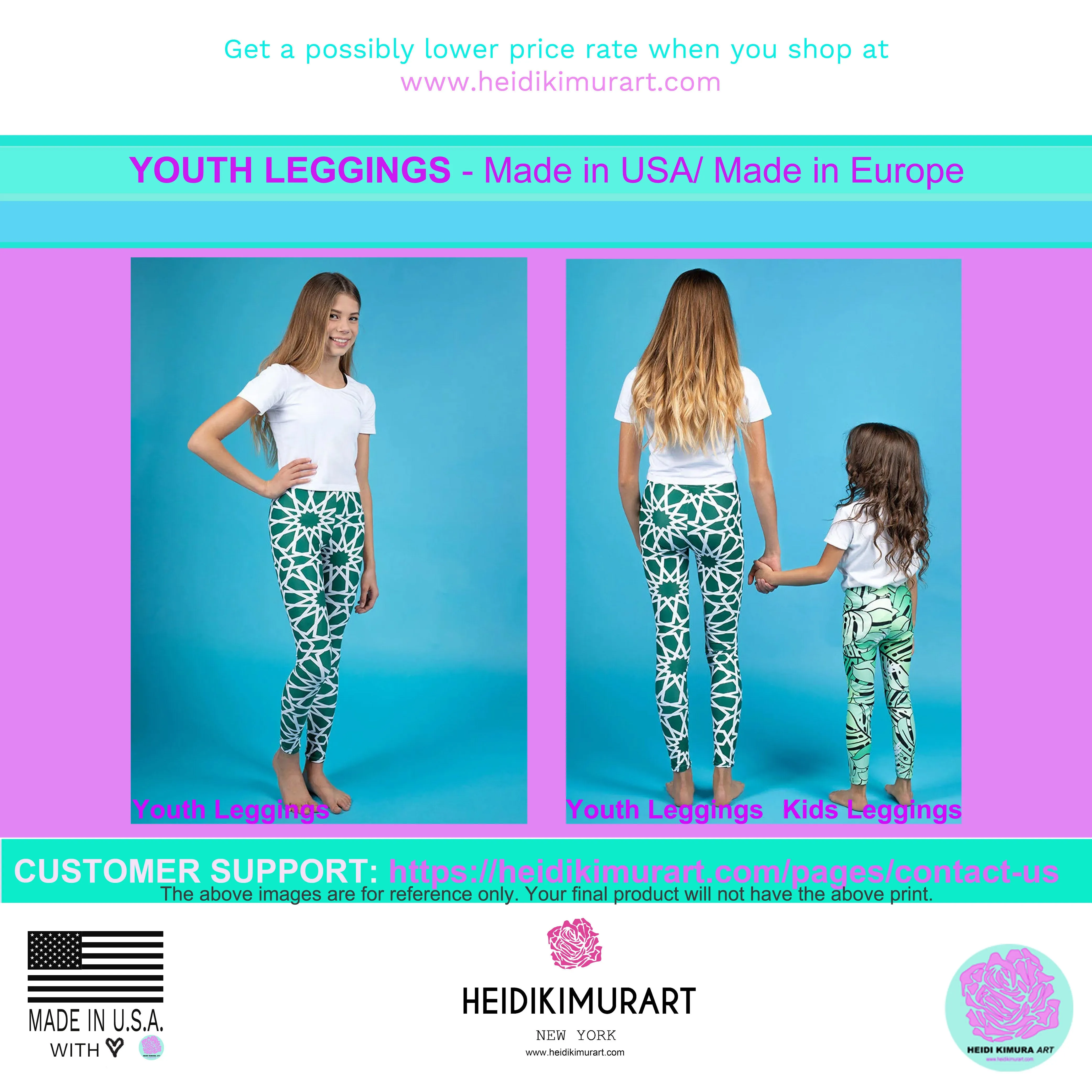 Purple Leopard Print Girl's Tights, Animal Print Premium Youth Leggings Tight Pants - Made in USA/EU