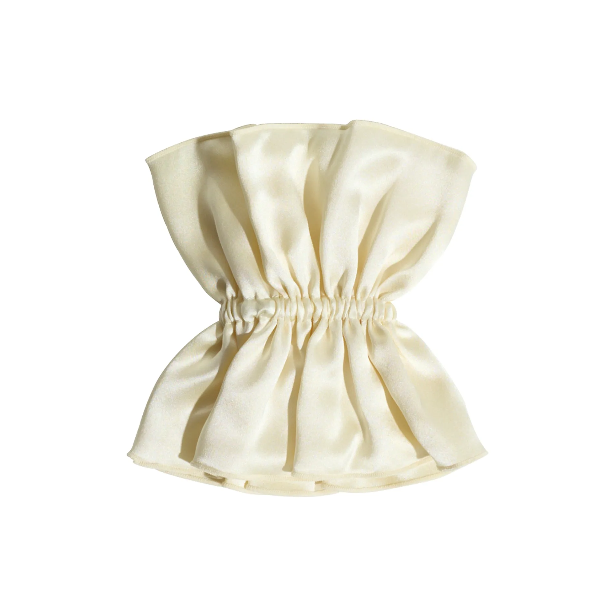 "Maxi Flower" Double-Layer Oversized Silk Scrunchie - Cream