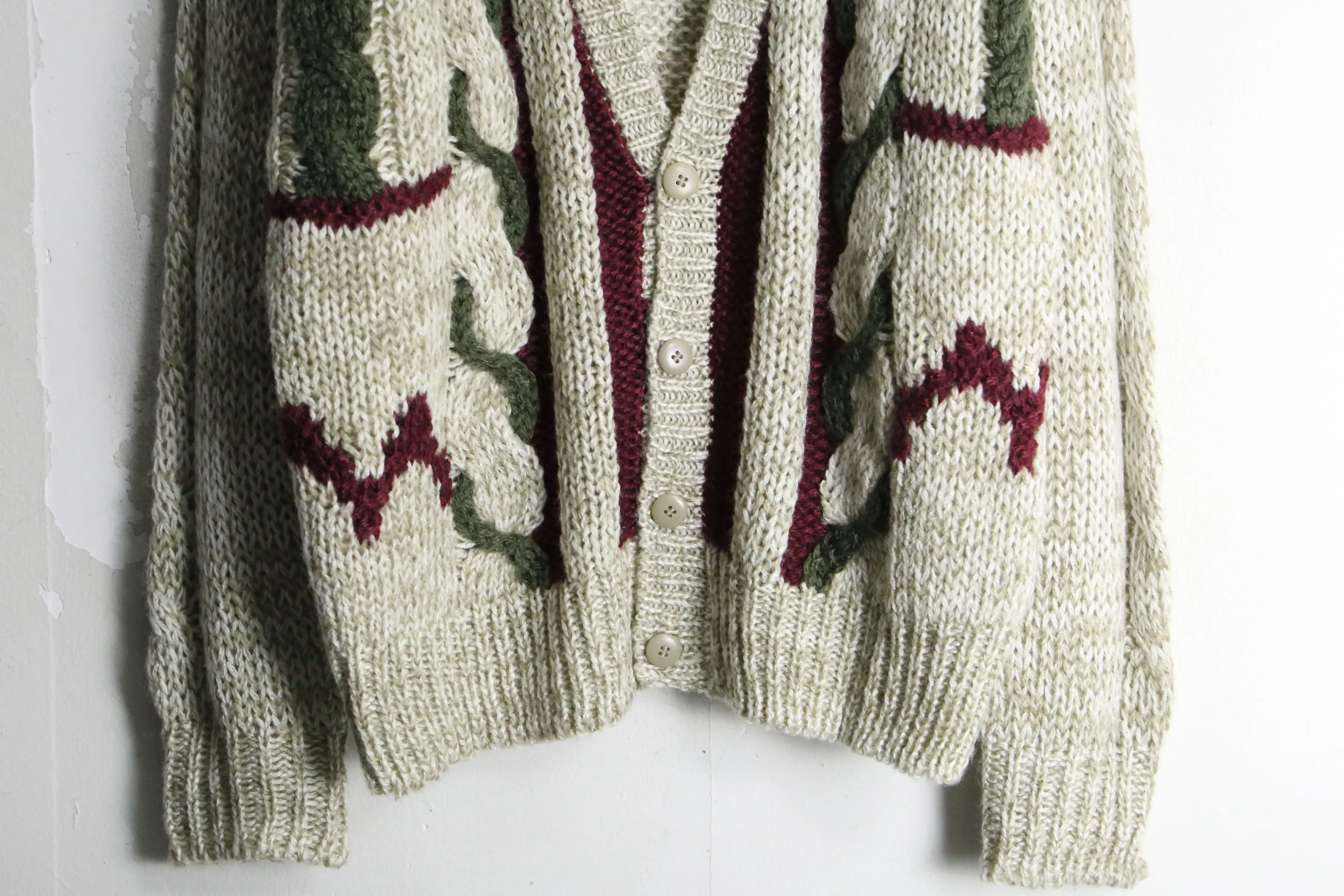 "Sears" total pattern wool 3D knit loose cardigan