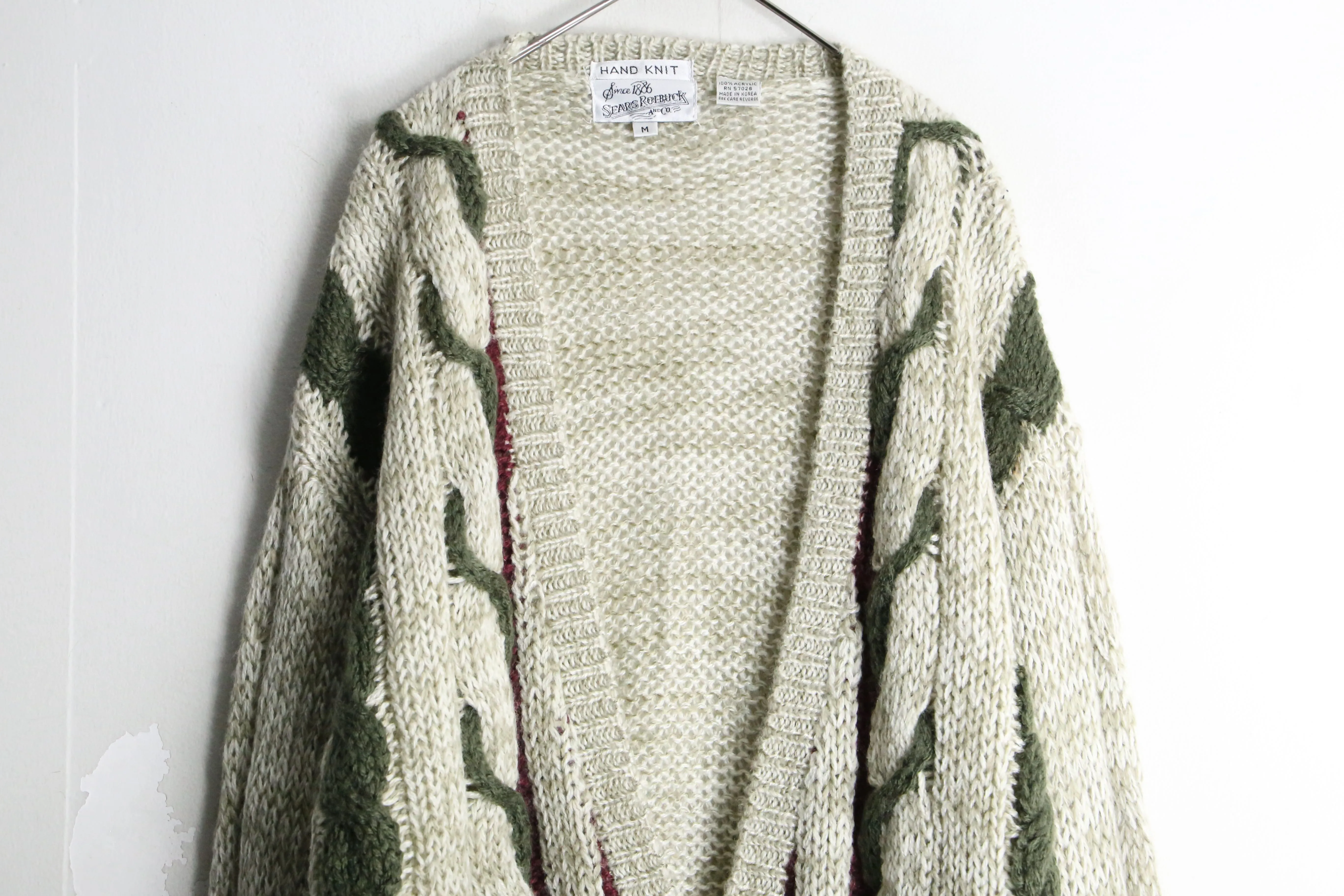 "Sears" total pattern wool 3D knit loose cardigan