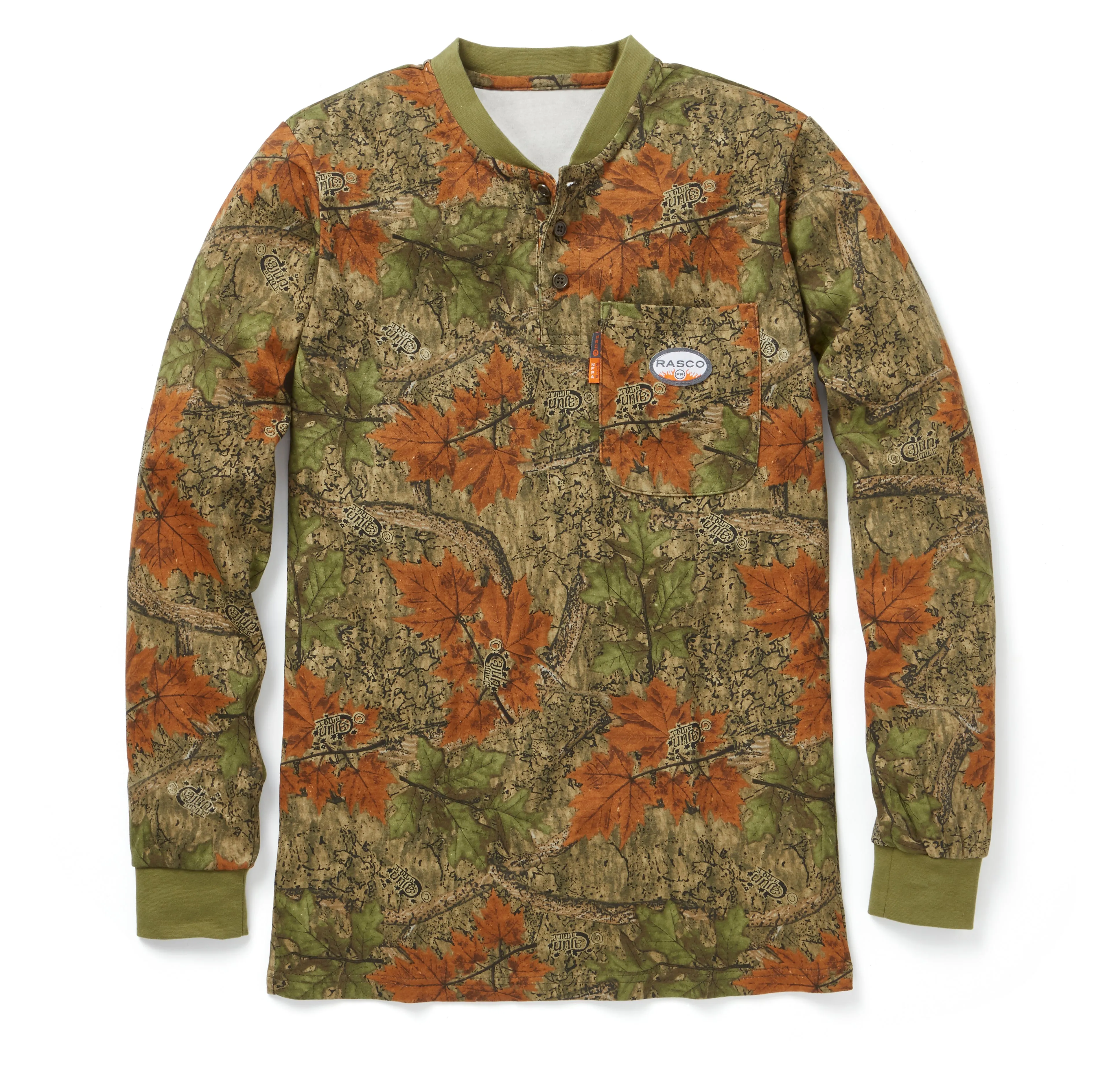 Rasco FR Men's Cajun Camo Long Sleeve Henley T-Shirt FR0101CC