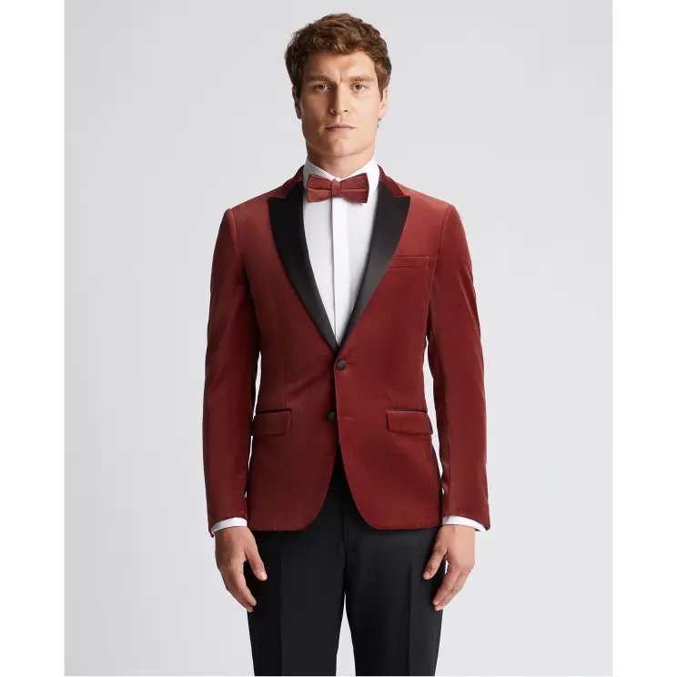 Remus Uomo Monti Velvet Slim Fit Jacket Red 11850