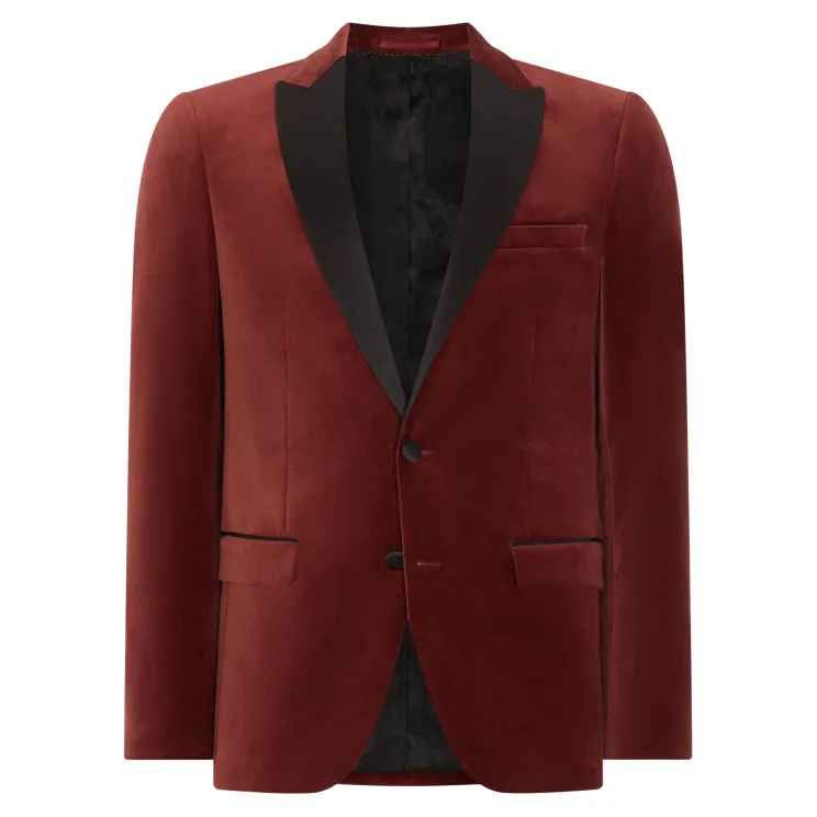 Remus Uomo Monti Velvet Slim Fit Jacket Red 11850