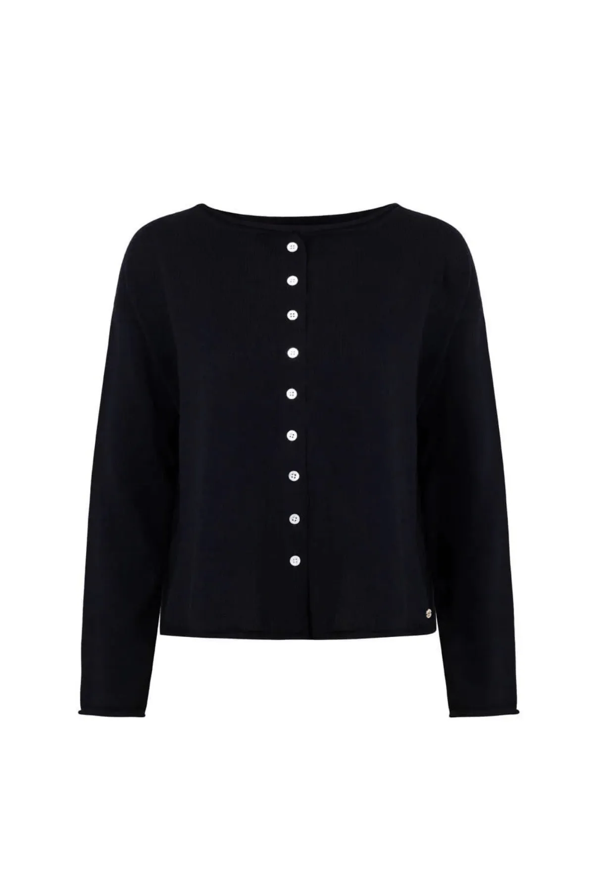 REVERSIBLE BUTTON CARDI JET BLACK